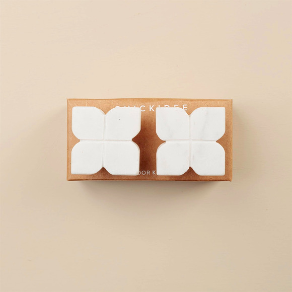 NEW Set of 2 Marble Amari White Clover Carved Drawer Pulls Knobs - Picture 6 of 10